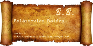 Balázsovics Balázs névjegykártya